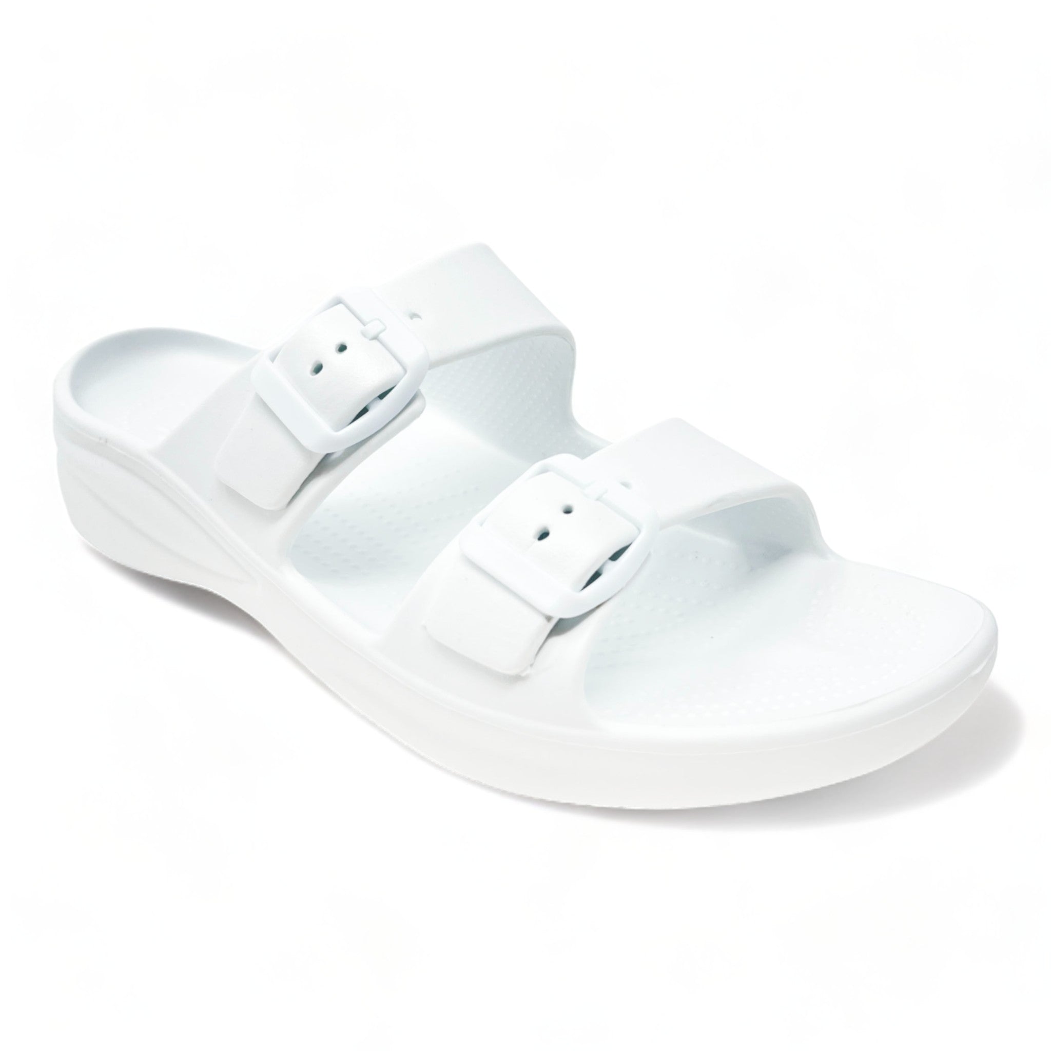 2 strap hot sale sandals white